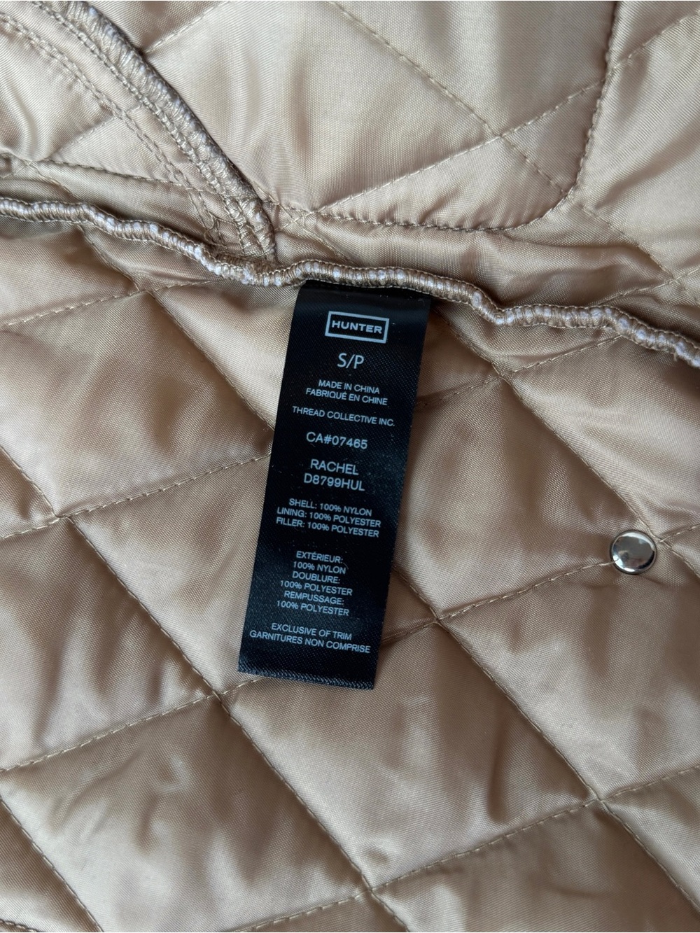 Hunter Quilted Beige Barn Jacket with Brown Corduroy Collar British Coat Brown - Picture 7 of 11